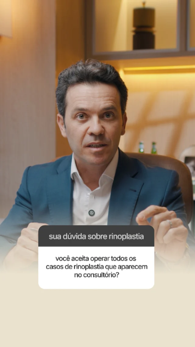 "Dr, você aceita operar todos os casos de Rinoplastia que aparecem no consultório?"

Assista o vídeo e veja as situações que dizemos não aos pacientes. 

Deixe suas dúvidas nos comentários.